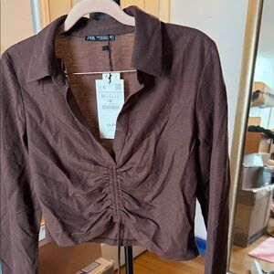 Zara Chocolate Ruched Blouse